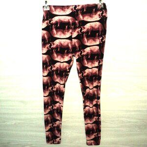 LuLaRoe Leggings Pigs One Size (2-10) Pink and Black Stretchy Polyester, Spandex